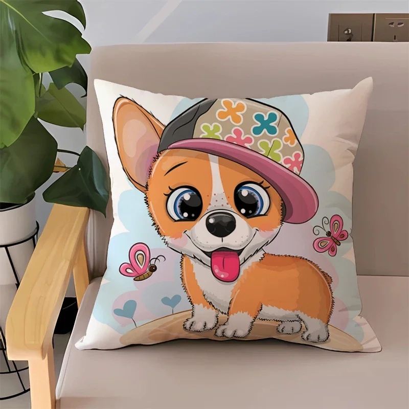 

Dog Corgi Decorative Pillowcase Covers for Sofa Cover Double-sided Printing Decoration Living Room Decor Pillow 45*45 Cushions