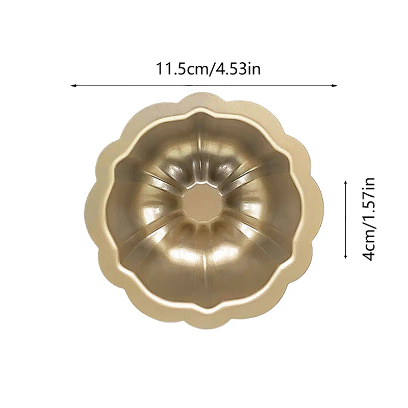 1PCS 4inch Mini Cake Pan Nonstick Fluted Baking Mold Carbon Steel Flower Shape Tube Pan for Brownie Cupcake Pudding Muffin, cake baking tools