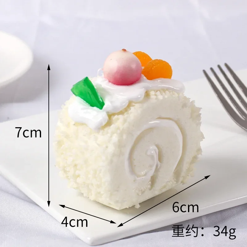 Artificial Roll Cake Fruit SwissRoll Towel Fake Cake Dessert Cute Model Photography Props Simulation Window Display Home Decor food model,food photography props,kitchen food toys,fake food prank toys