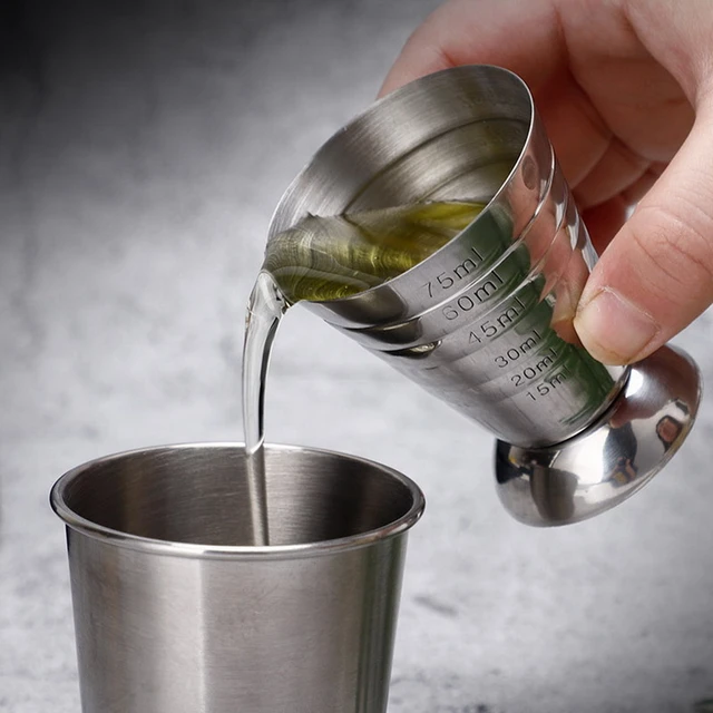 Durable Stainless Steel Measuring Cups Mixing Liquor Cup Bartender Bar  15/30ML