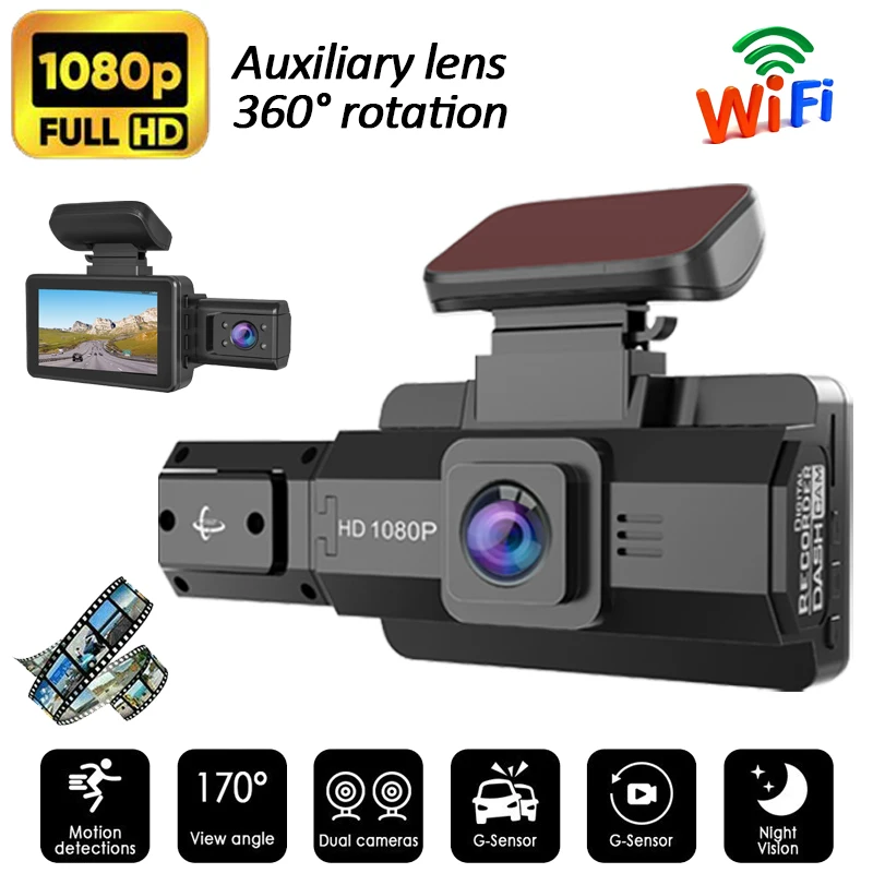 HI.FANCY ABS Auto 3 Lenses Dash Cam 2-inch Screen Movement