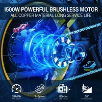 Coswheel vélo électrique CT20 1500W 48V 25AH moto 20 pouces Fatbike Ebike VTT vélos adulte vélo électrique gratuit TVA 2