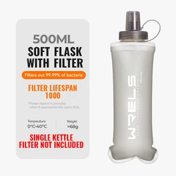 WRELS Collapsible Soft Squeeze Dual - Filtered Water Bottle (Grey bottle)