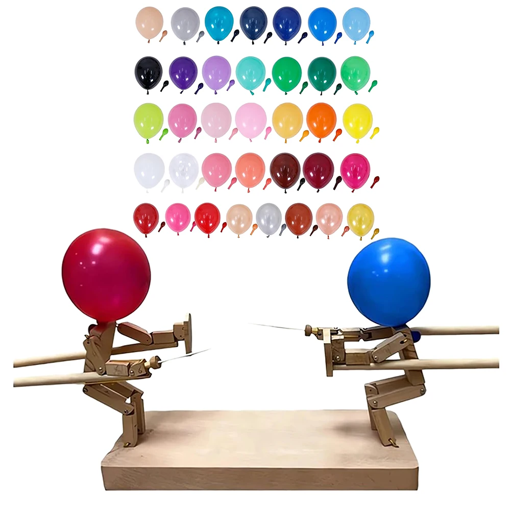 

Balloon Bamboo Man Battle Wooden Bots Battle Game Interactive Toys For 2 Players Handmade Wooden Fencing Puppets Gifts Party