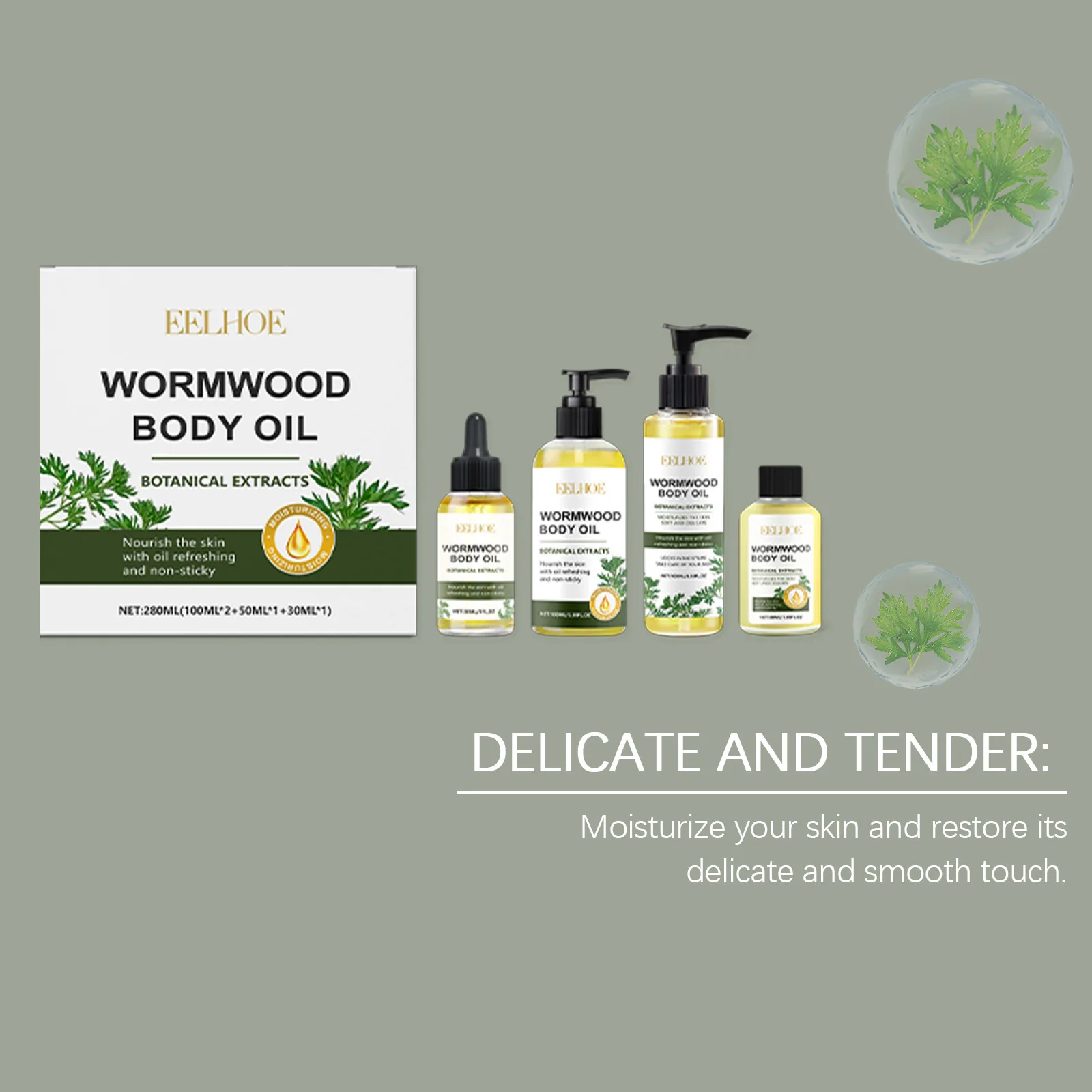 EELHOE Wormwood Essential Oil Sets Massage Relieve Stress Natural Jojoba Oil Nourishing Skin Glow Products Body Moisturizing