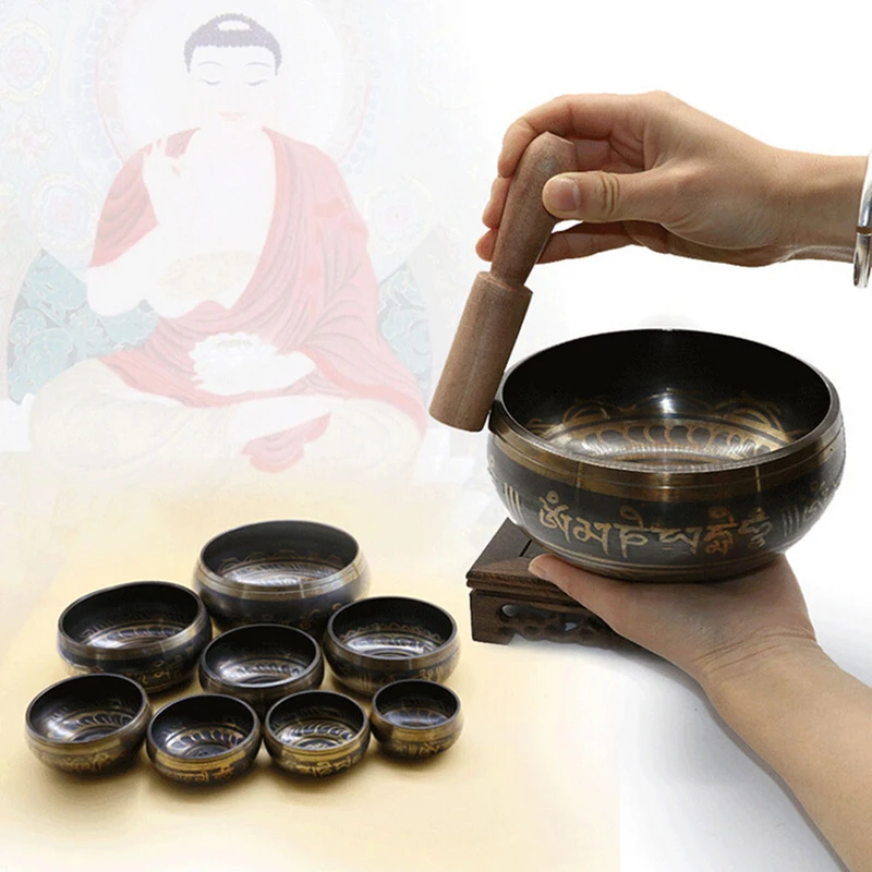 Tibetan Bowl Sing Bowl Nepalese Buddhist Tibetan Chanting Yoga Meditation Buddhist Sound Therapy Copper Religion Carft buddha sound bowl stainless steel bowl