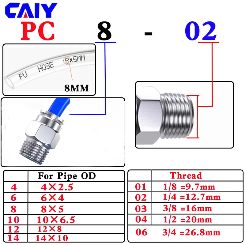 Connecteur De Tuyau D'air En Acier Inoxydable 304, Raccord De Tuyau Pneumatique PC PL 1/8 1/4 3/8 1/2 Mâle à Femelle, Raccords De Tubes à Dégagement Rapide