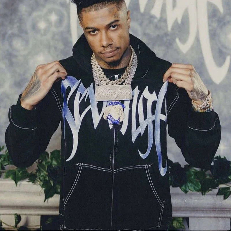 

American High Street Ten Thousand Stitch Embroidered Coat with Velvet Cardigan Zipper Hoodie Autumn Winter Hoodie