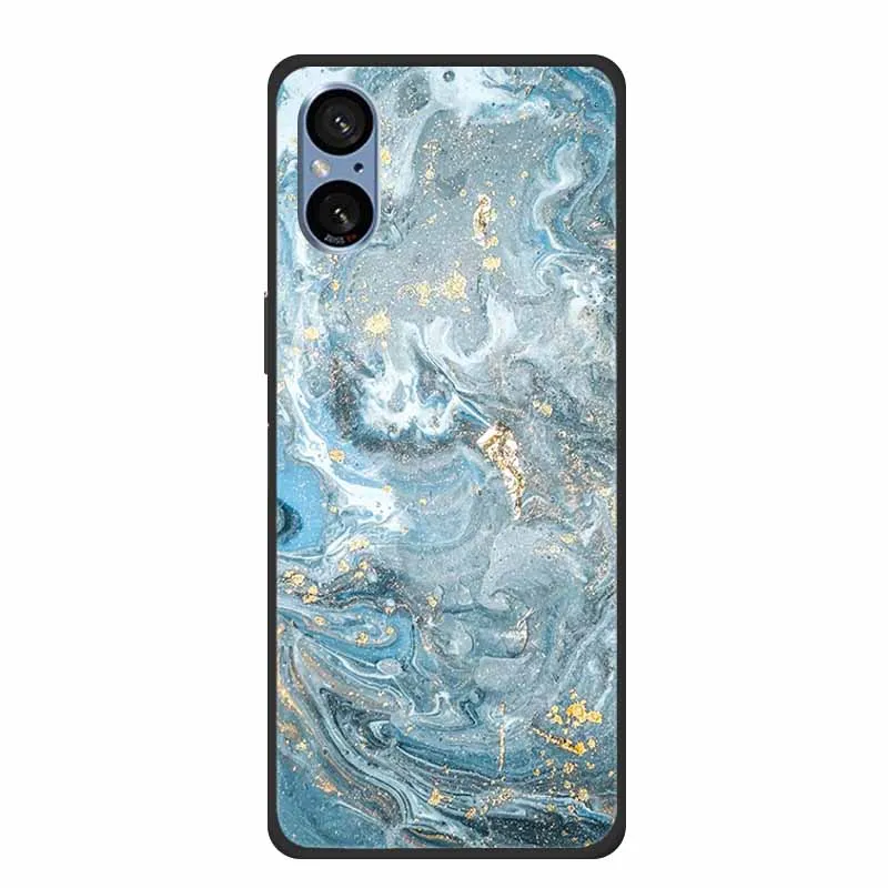 Elegant Marble Shockproof Soft Silicone TPU Back Cover for Sony Xperia 5V - Premium Phone Protection Case