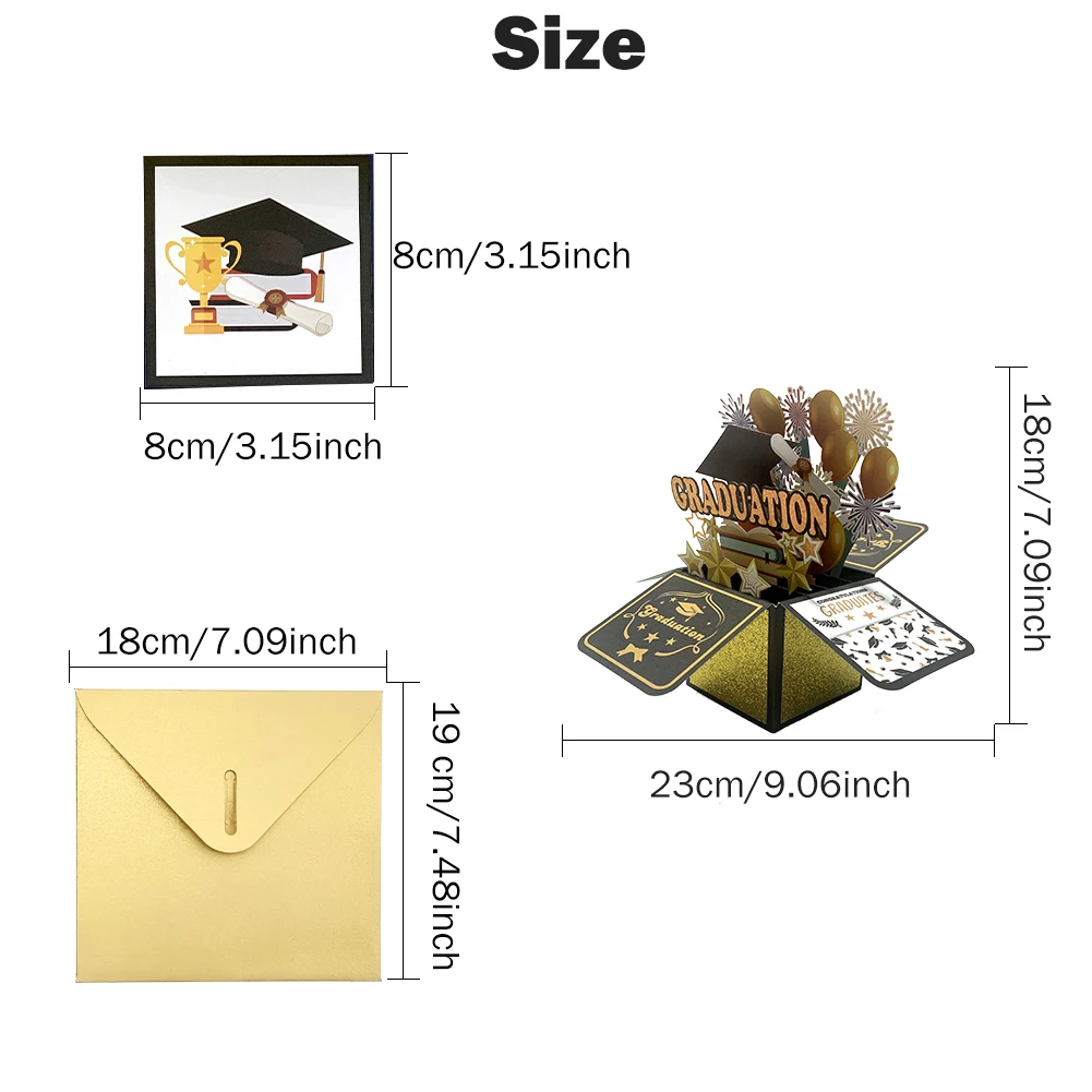 Party Invitation Card Message Greeting Gift Brother Daughter Graduation Card Note Hats Envelope High School 3D Stereoscopic Gift