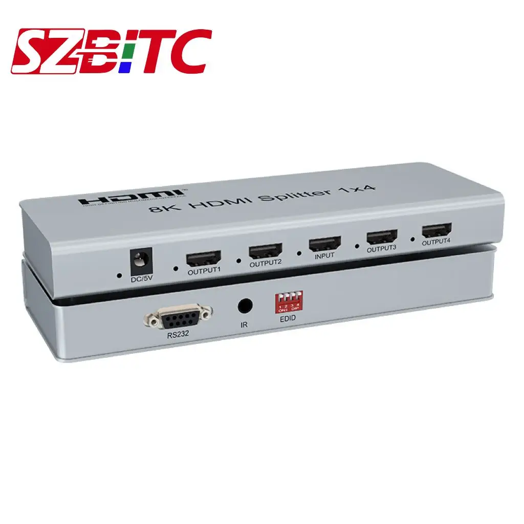 

SZBITC 8k Hdmi Splitter Converter 1 In 4 Out 2.1 Amplifier Display For Dvd Ps3 Xbox