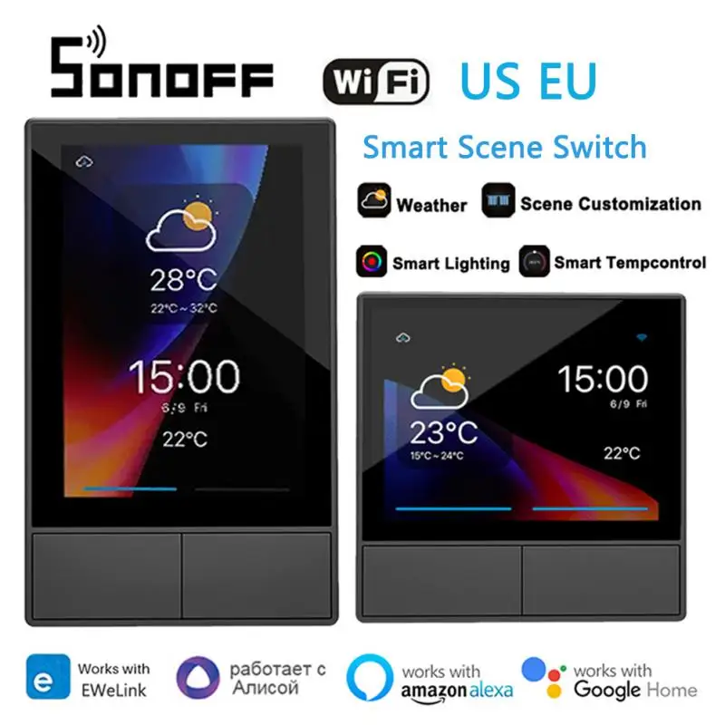 Sonoff Nspanel Smart Touch Scene Interruttore A Parete Eu / Us Wifi Smart Switch Termostato Ewelink Per Alexa Google Home Voice Control