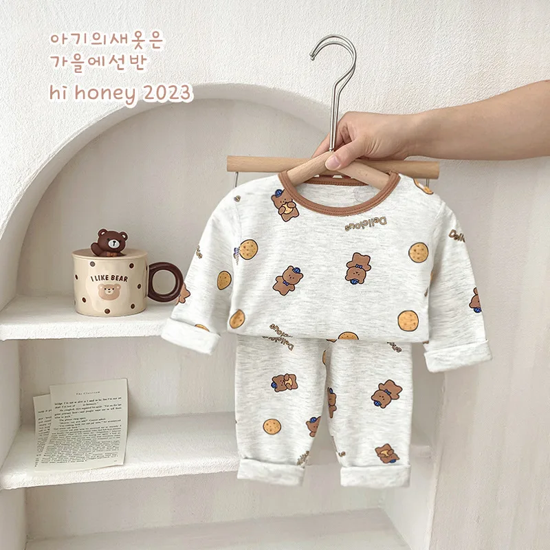 Children's Home Clothes Suit Cotton Autumn Pants Toddler Girls Soft Pajamas Long Sleeve Tops+Pant Baby Autumn And Winter Wear 4