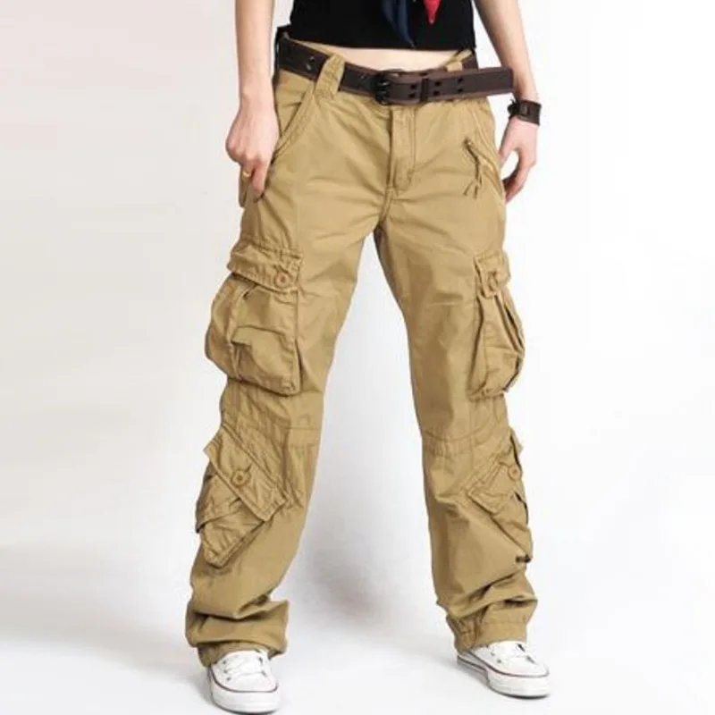 Womens Baggy Cargo Pants Multi Pockets Loose Straight Sports Casual Workwear Trousers Female Plus Size Tactical Pants casual pants