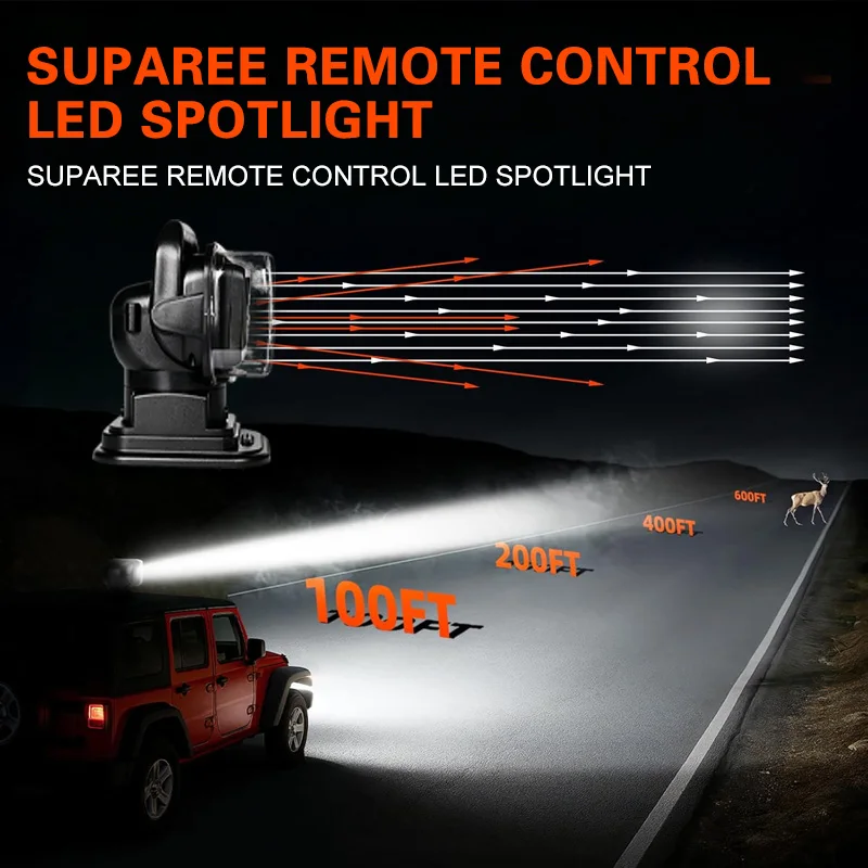 7인치 무선 원격 제어 서치라이트 50W (9-32V 장비용) 위아래 좌우 회전 LED 라이트 보트 신호등