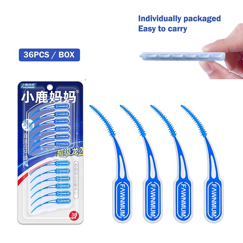 36Pcs/set Super Soft Silicone Interdental Brushes Dental Cleaning Brush Toothpicks Teeth Care Dental Floss Portable Oral Tools