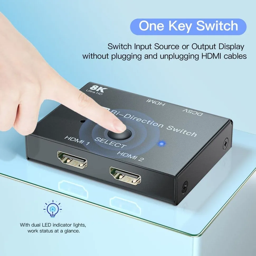 Switch Compatível com HDMI, 8K, 4K, 60Hz,