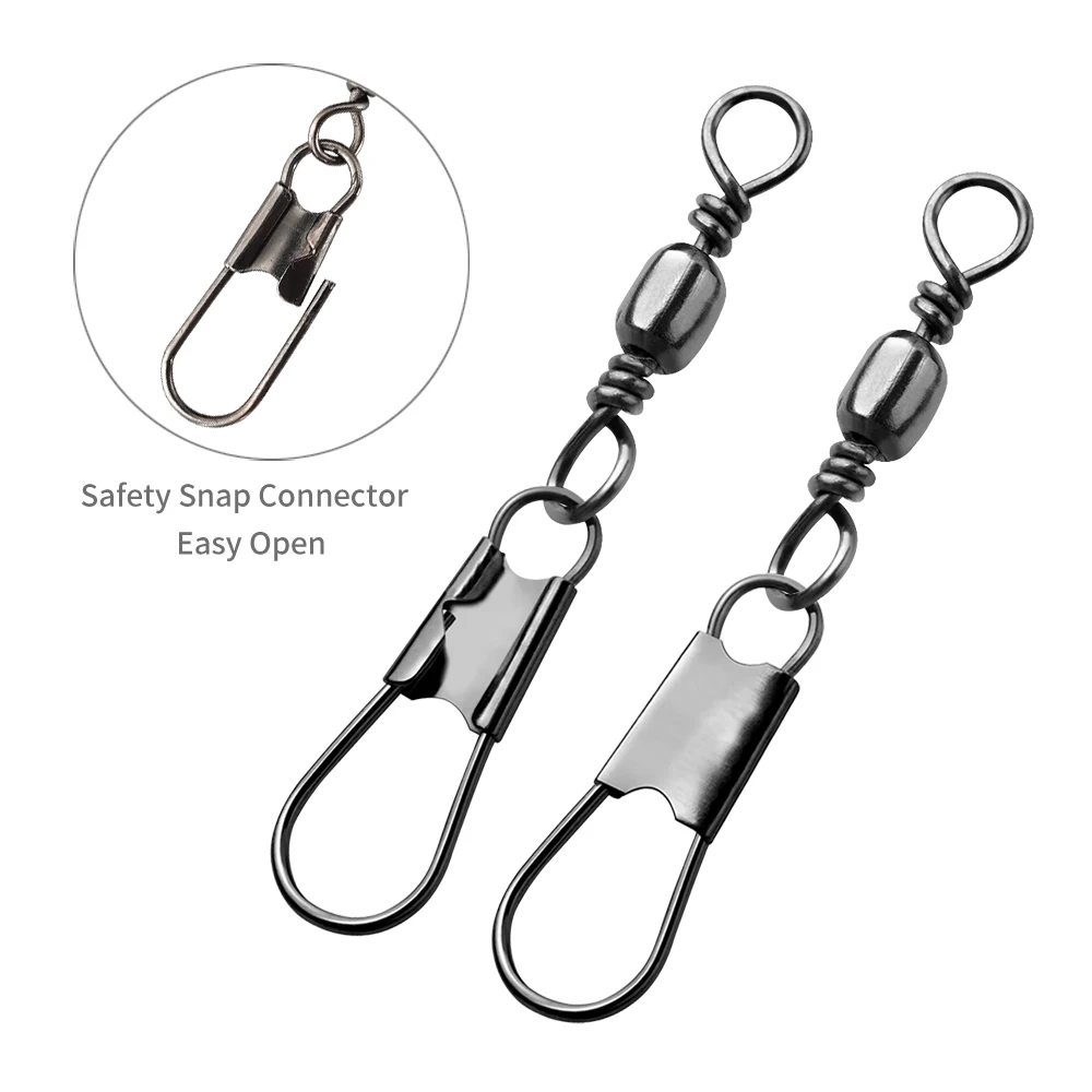 40pcs Fishhook Lure Swivels Size 6#-10# Fishing Connector Pin Bearing Rolling Swivel Carp Tackle