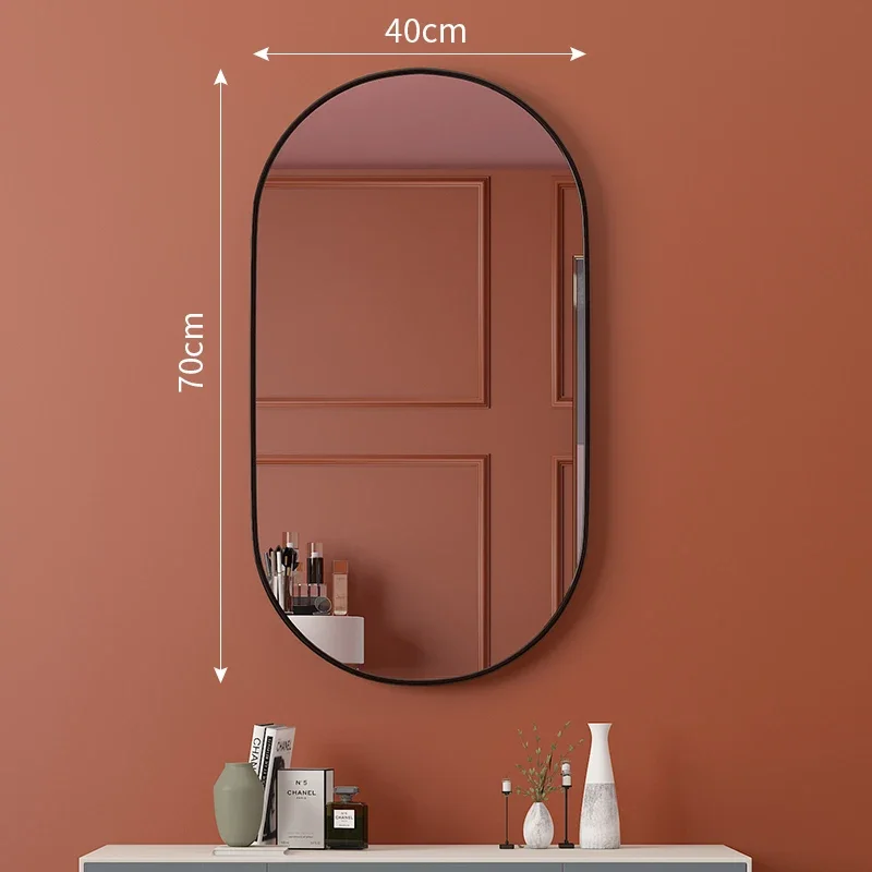 Golden Oval Bath Mirrors Wall Mounted Toilet Dressing Table Makeup Mirror Aluminum Alloy Bathroom Mirror Bathroom Home Decor 6