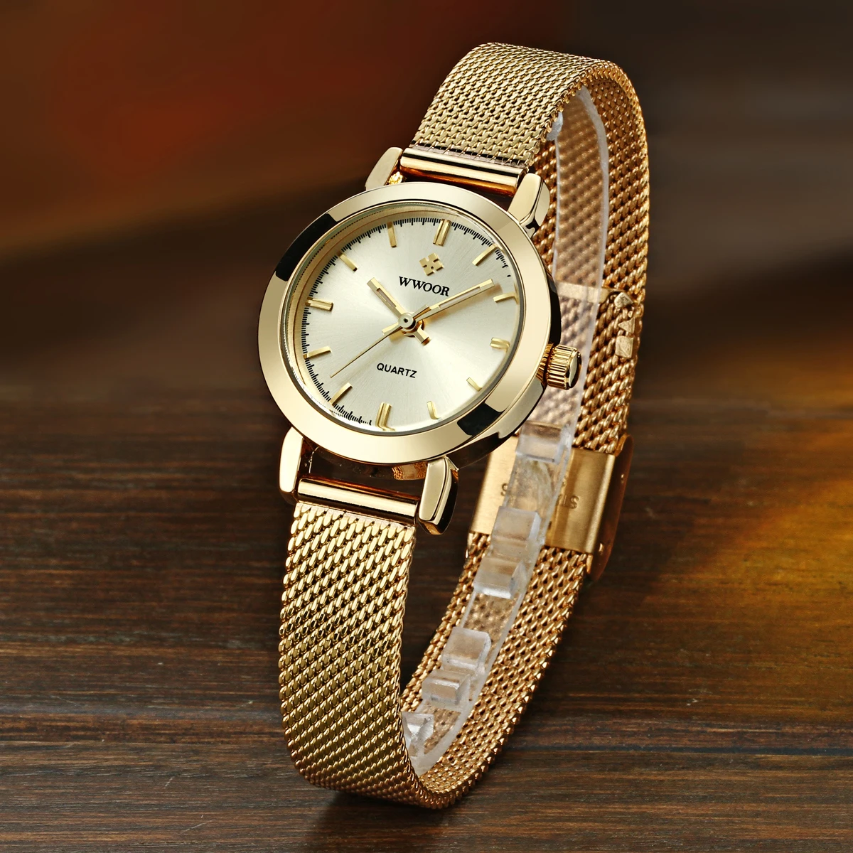 New Fashion WWOOR Women Watches Creative Stainless Steel Women Bracelet Watches Top Brand Luxury Female Quartz Waterproof Watch