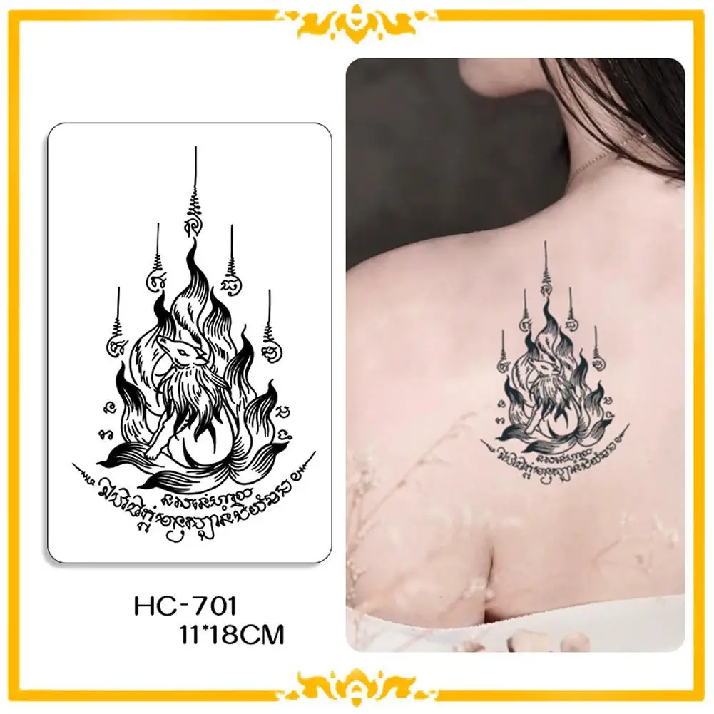 Thai Herbal Buddhist Scripture Temporary Tattoo, Realistic Waterproof Arm Sleeve Body Art, Long-Lasting Fake Tattoo Sticker
