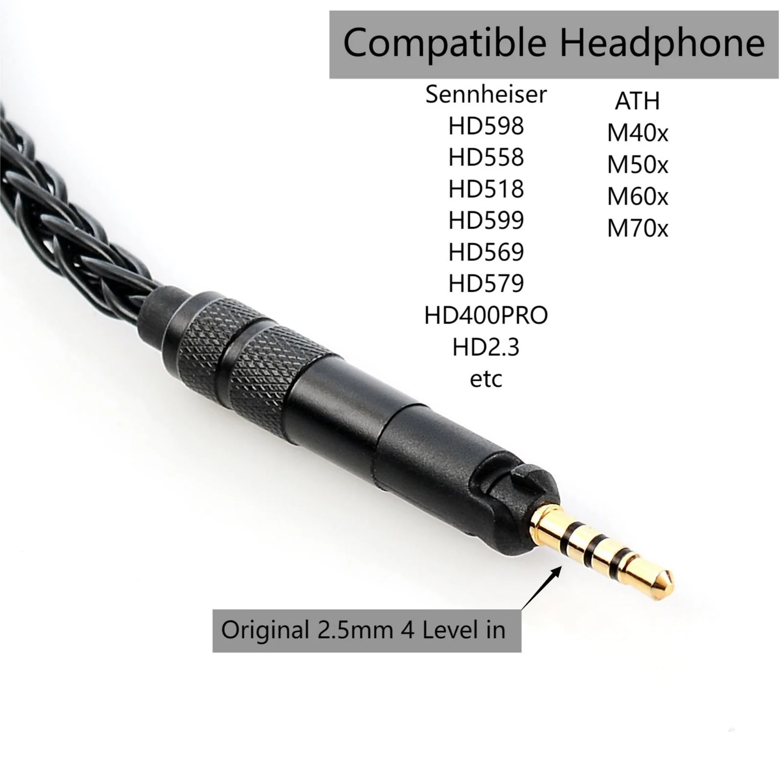 Koceta Silver Plated Copper 3.5 4.4 Replacement Headset Cable For Sennheiser HD598 HD560S HD558 HD518 HD599 M50x M40x M70x M60x