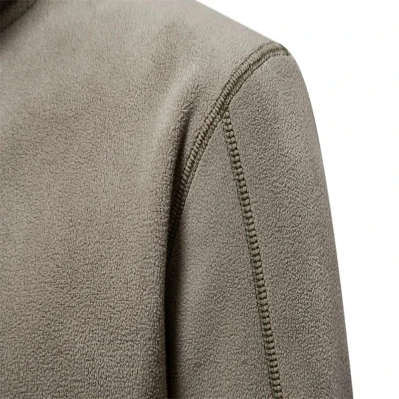 Embroidered CAMEL Thickened Warm Woolen Sweater for Autumn and Winter Men's Sportswear, Zippered Collar Pullover, Windproof Jack