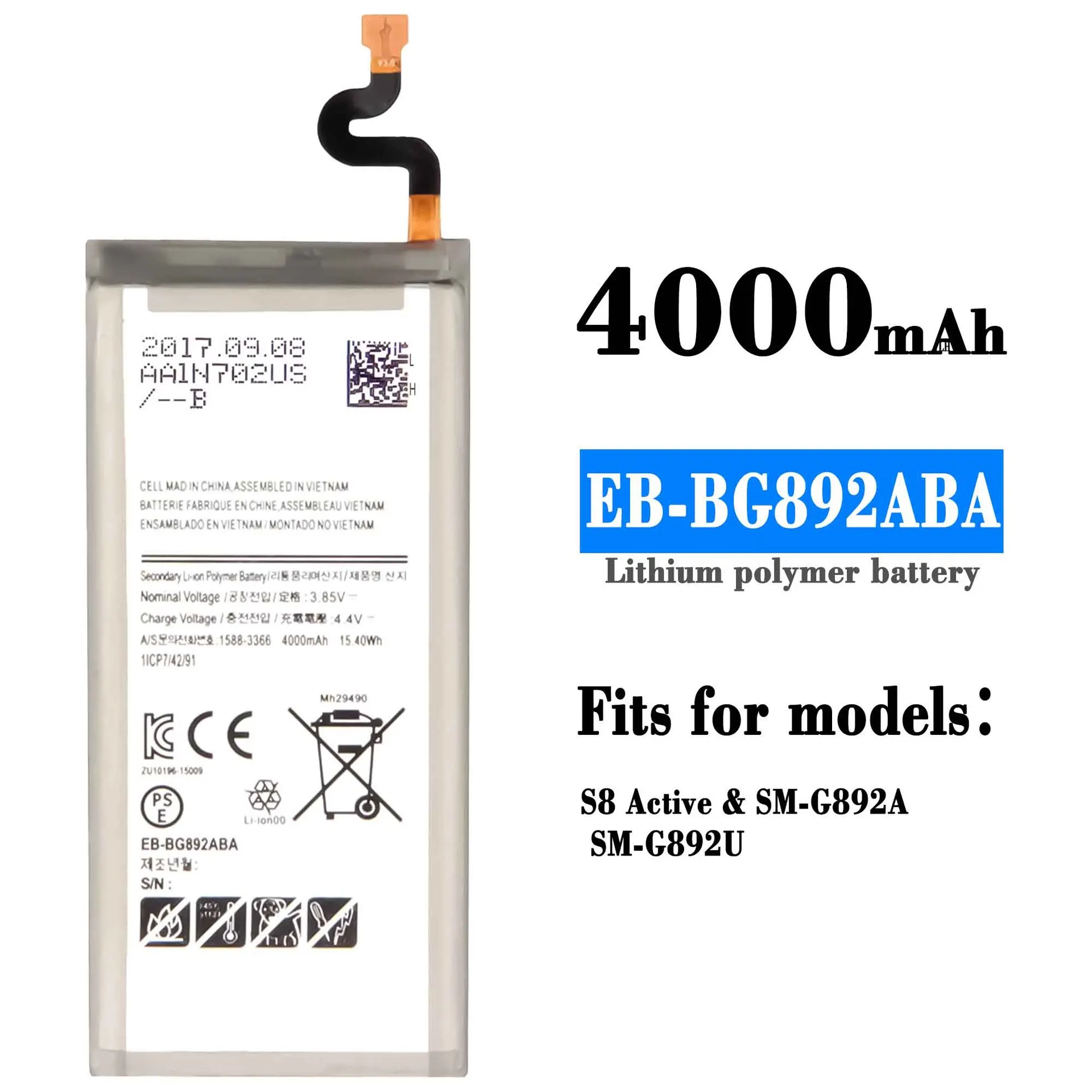 EBBG892ABA Phone Replacement Battery For Samsung S8 Active SMG892A SM