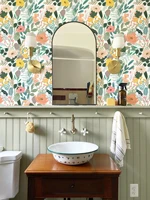 Fresh Green Floral PVC Wallpaper Elegant Spring Peel And Stick Wall Decor Casual Furniture Waterproof Cabinet Contact Paper 2