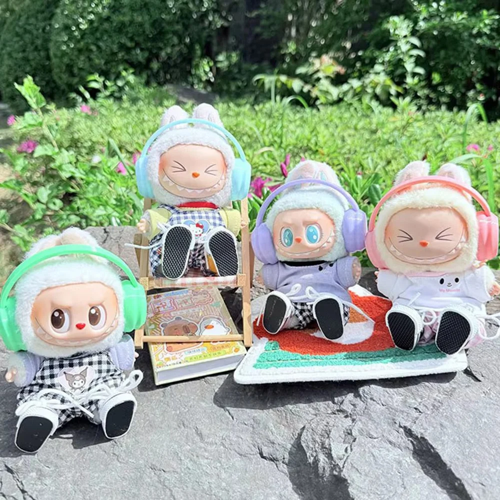 For Labubu 17cm Macaron Color Cotton Doll Earphone Accessories 10cm Fashion Earphones Cute Doll Earphones