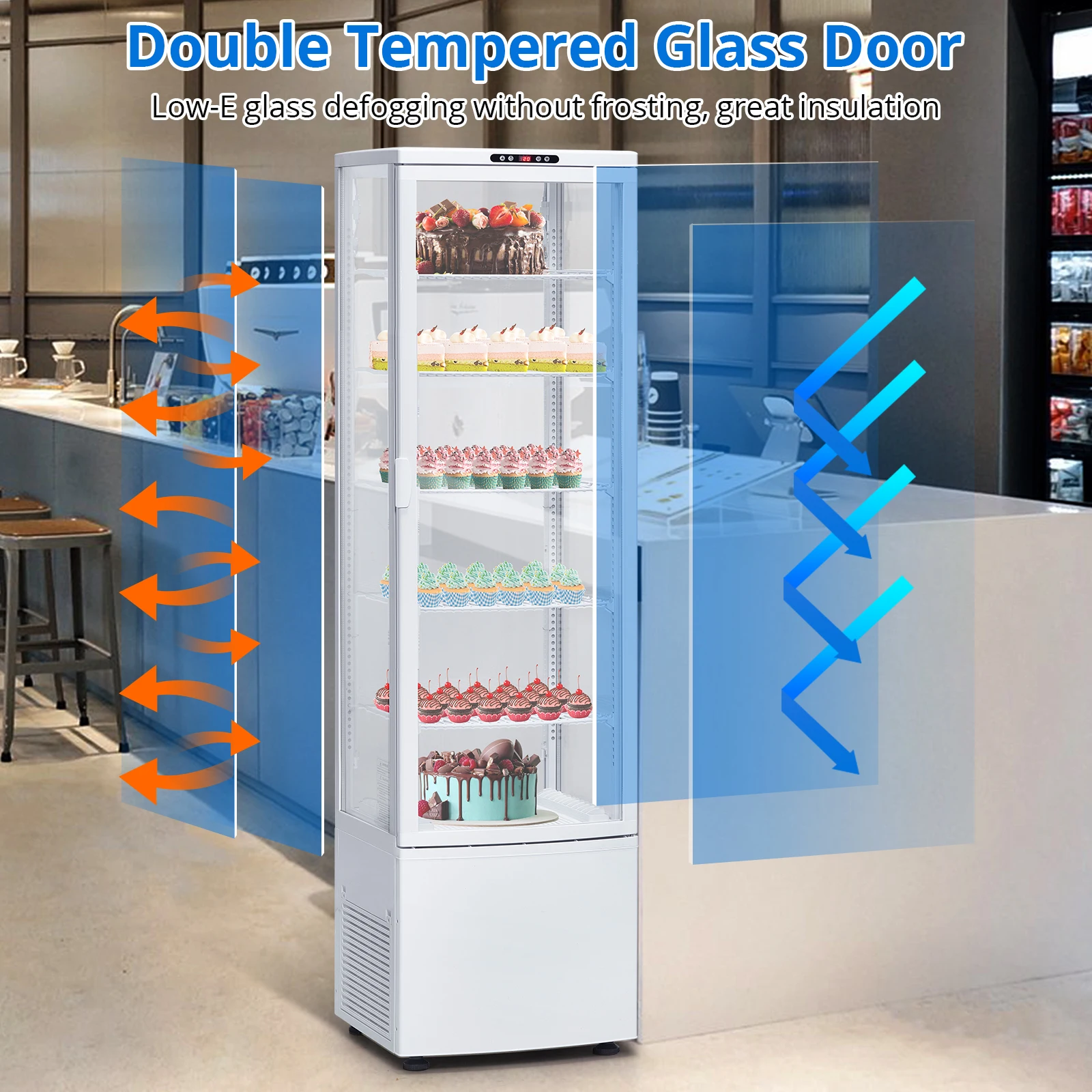 9.8 Cu.Ft Commercial Refrigerator Display Case, Single-Door Pastry Display Case With Interior Led Lighting, Double-Layered 4