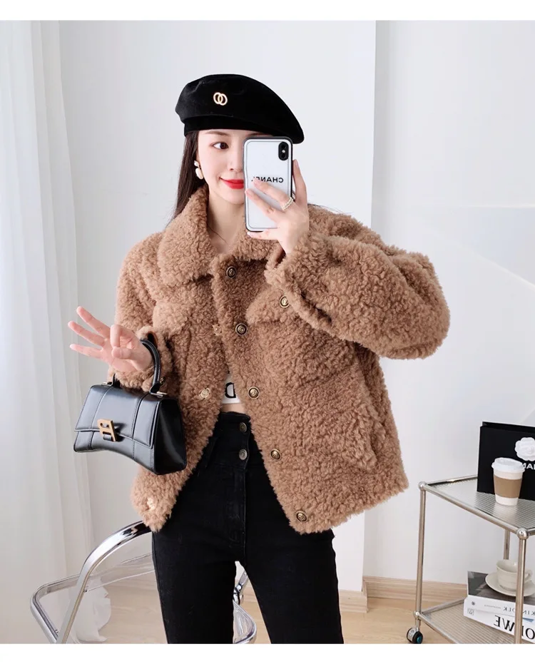 

2023Hot Sale Fur Clothing New Pure Wool Fur Coat Women's Real Fur Jacket Winter Composite Fur Integrated Tops Women Clothes Abr