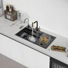 8448 Digital Display Touchscreen Pull Out Fregadero Double Bowl Stainless Steel Smart Waterfall Kitchen Sink With Dishwasher 2