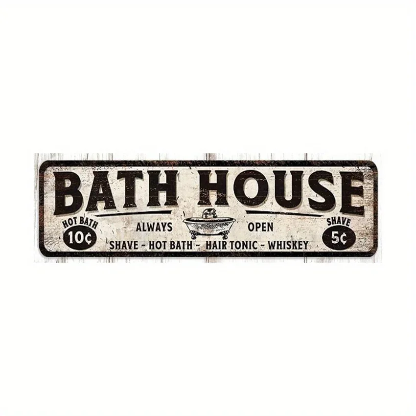 thumbnail image 1 of Letrero de hojalata vintage con la palabra SALIDA DEL BAÑO 420 GARAJE, letrero de metal para cocina, hogar, cueva de hombre, jardín, gallinero, bar, cafetería, club, decoración de pared, 1 of 5