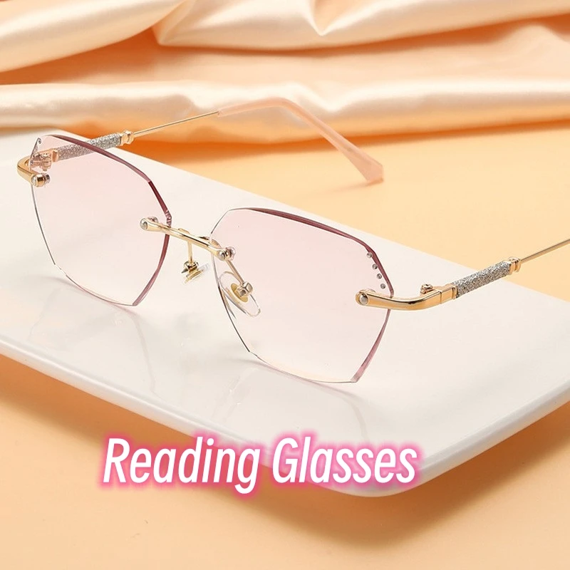 New Trend High Definition Presbyopia Eyeglasses Women's Gradient Reading Glasses Frameless Blue Light Blocking Far Sight Eyewear