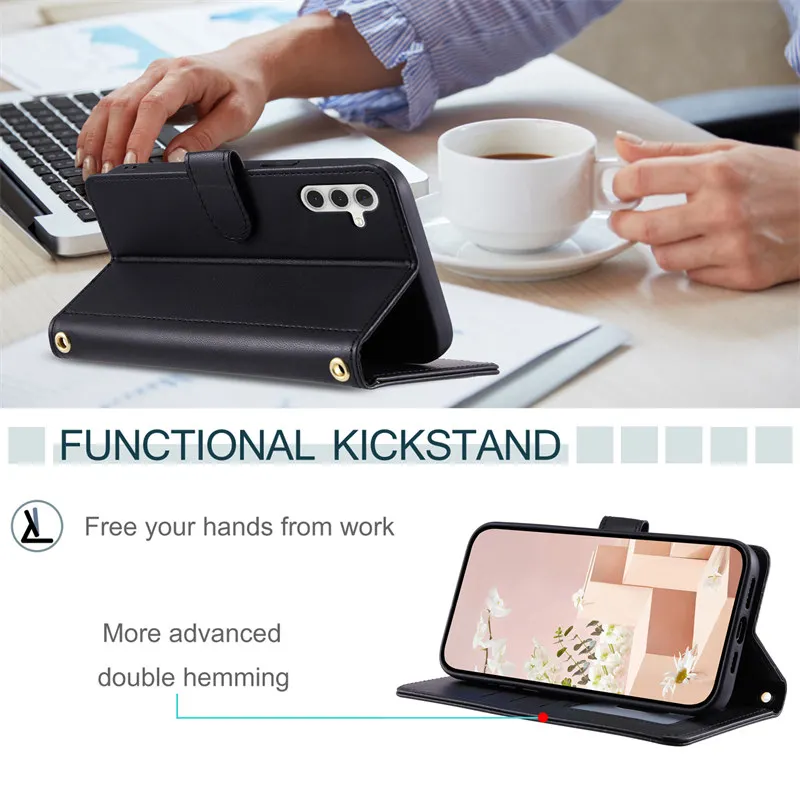 Luxury Flip Case For Samsung Galaxy S25 S24 FE/S24 Ultra/S24 Plus/S24+/S24 Checkered Leather Wallet Card Slot Holder Magnetic Cover_voghion.com