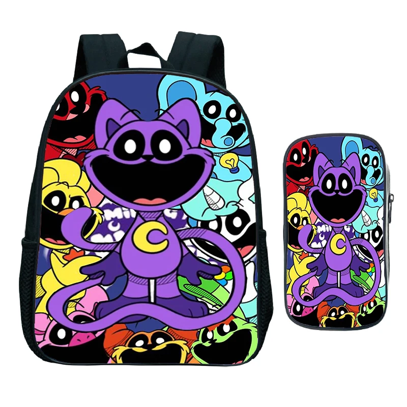 

2pcs Smiling Critters Backpack Kids Kindergarten Bookbag Boys Girls Cartoon School Bags Children Anime Backpack Mochila Infantil