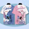 2024 Summer Stitch And Angel Couple T Shirt Men Girls Short Sleeve Boy Tee Shirt Kids Clothes T-shirt Children Women Lilo 1