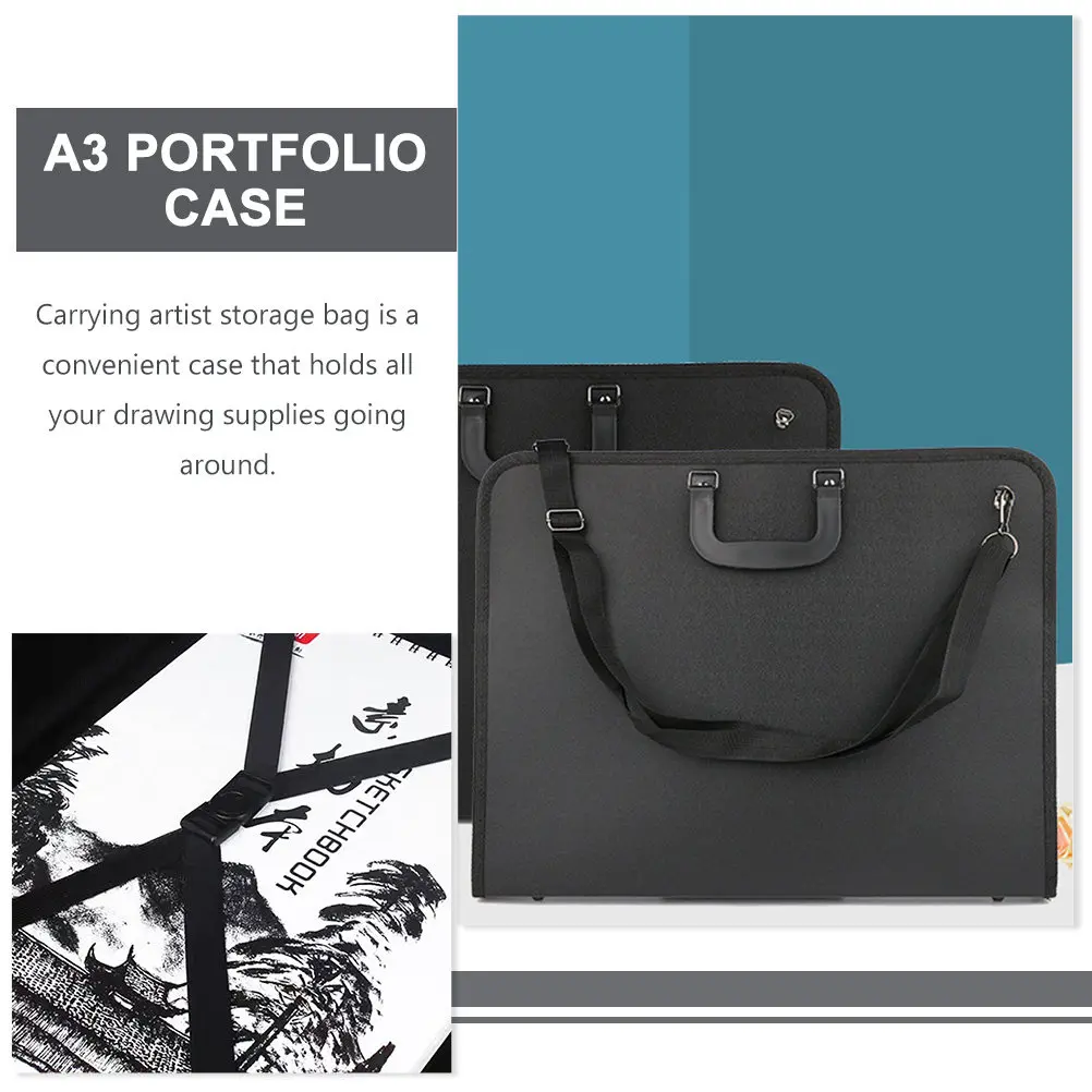 아티스트 가방 아트 드로잉 보관 가방 휴대용 경량 운반 케이스 핸들 미술 용품 및 연필에 적합