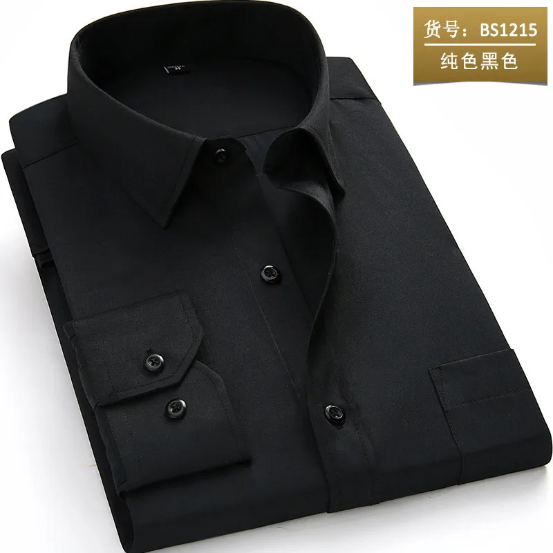 New 2024 Men Dress Shirt Fashion Twill Solid Business Clothing Formal Long Sleeve with Chest Pocket Male Social Casual Shirt