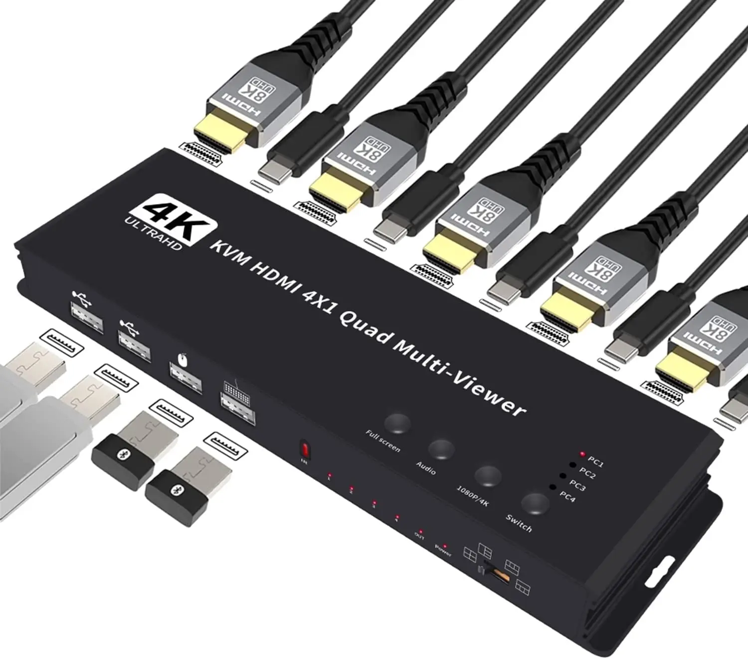 4K HDMI KVM Switch 4x1 Quad Multi Viewer 4 in 1 Out KVM HDMI Processor Screen Multiviewer Seamless for 4 PC Share Keyboard _ - AliExpress Mobile