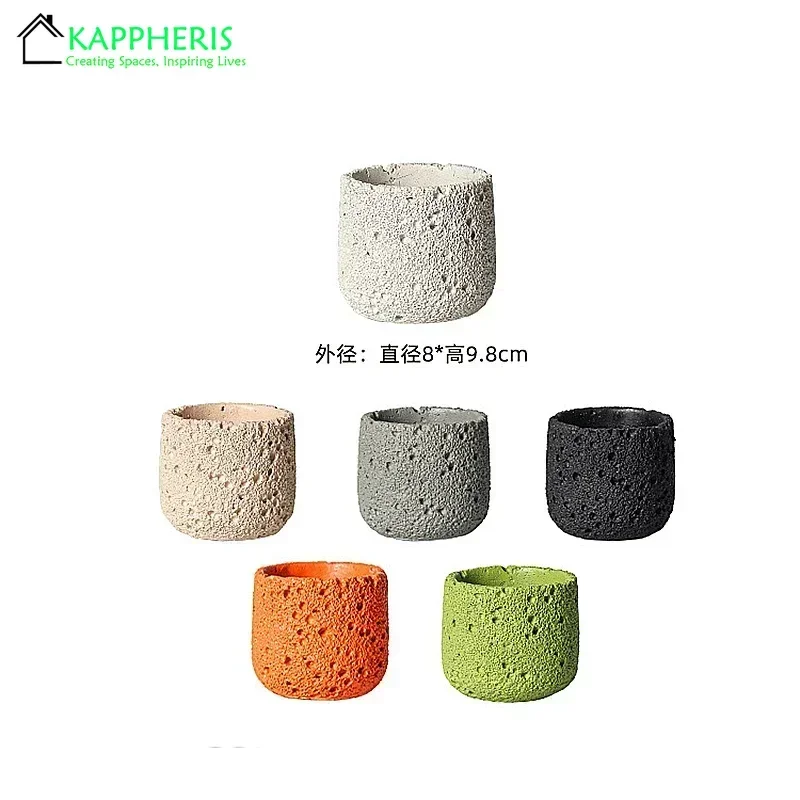 Cement Empty Candles Jars for Candle Making Cement Volcanic Stone Candle Containers Pots for Handmade Candles