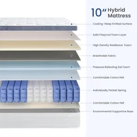 Mattress,10 Inch Hybrid Mattress with Cooling-Gel Memory Foam and Individually Pocket Innerspring,Breathable and Pressure Relief 2