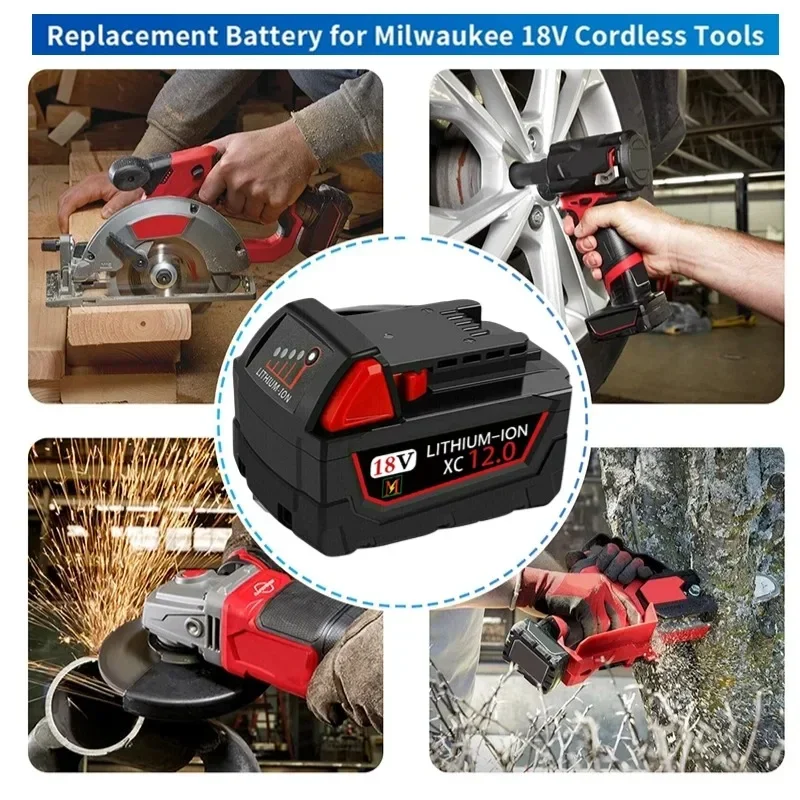 18V 12.0Ah Replacement for Milwaukee M18 XC Lithium Battery 48-11-1860 48-11-1850 48-11-1840 48-11-1820 Rechargeable Batteries rechargeable battery