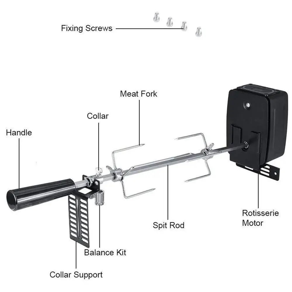 BBQ Grill Motor Meat Forks Set Rotating Motor Electric Automatic Rotisserie Spit Rod Cooking BBQ Motor Set For Camping Household 2