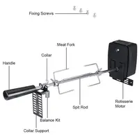 BBQ Grill Motor Meat Forks Set Rotating Motor Electric Automatic Rotisserie Spit Rod Cooking BBQ Motor Set For Camping Household 2