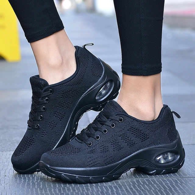 Zapatillas ortopédicas para mujer, zapatillas de malla de plataforma  elástica, zapatillas cómodas de moda casual para caminar (negro, 7.5)