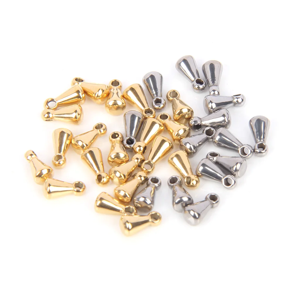 50 stücke Edelstahl Perlen Erkenntnisse Extender Kette Anhänger Wasser Tropfen Ende Perlen Für DIY Schmuck Machen Zubehör