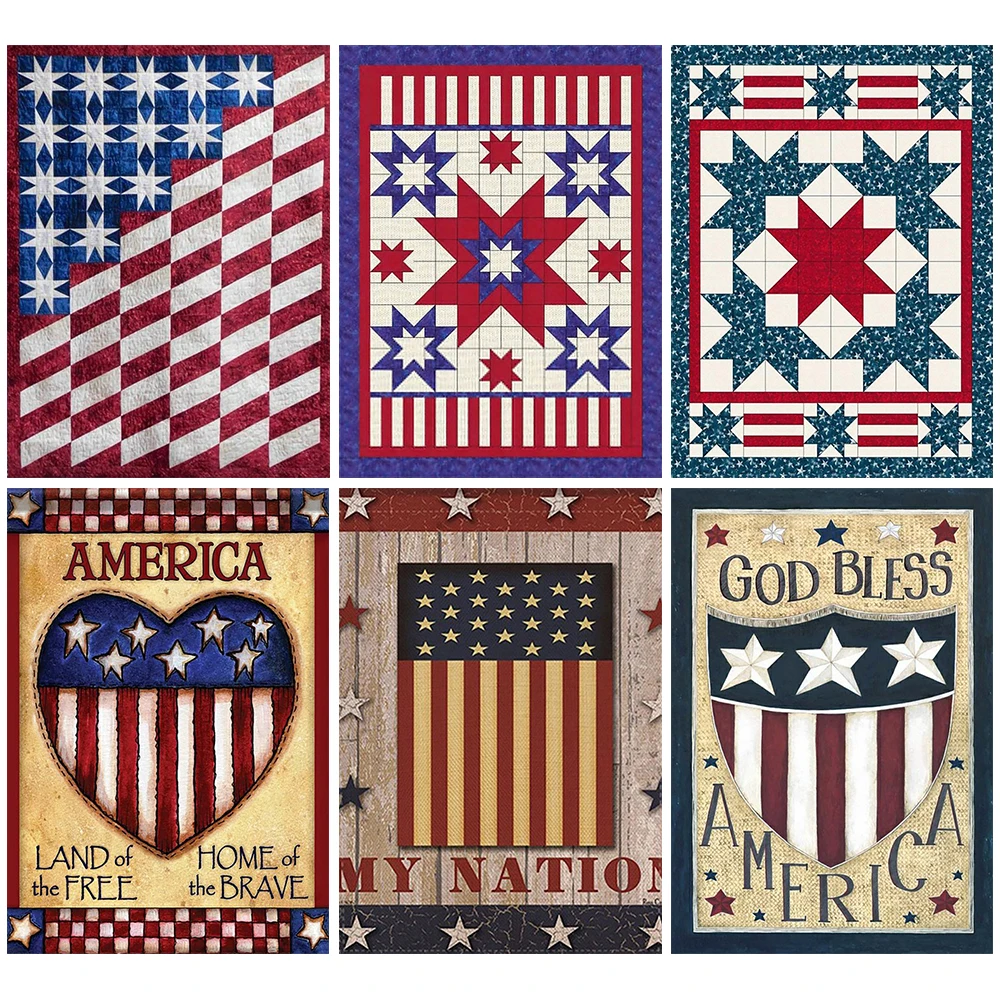 5D сделай сам полностью круглая алмазная живопись американский флаг