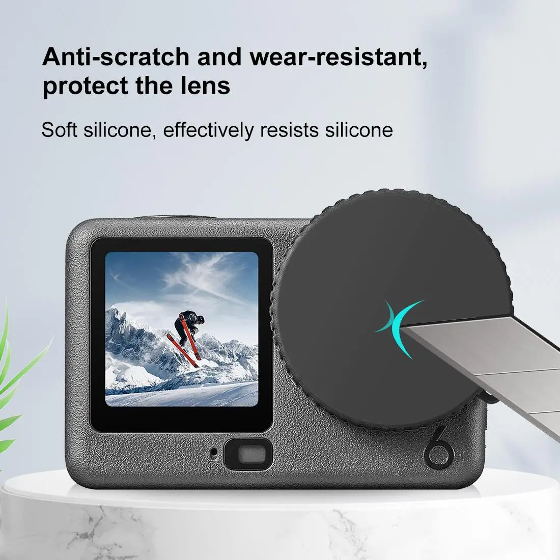 For DJI Osmo Action 6 PULUZ Silicone Lens Cap with Strap